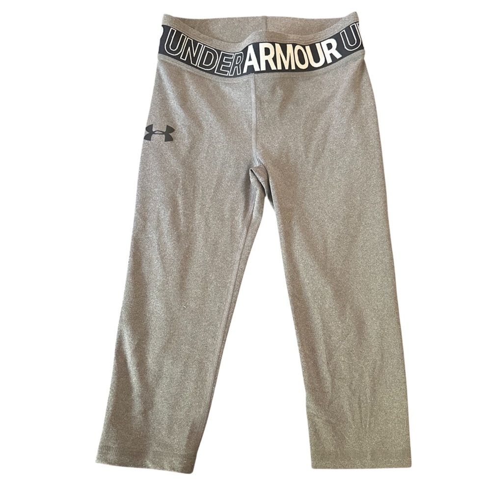 Under Armour Girls Capris Youth Small gray Heat Gear Fitted